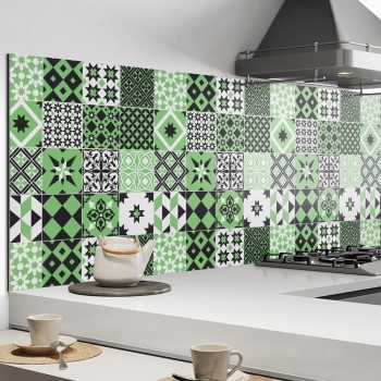 Küchenrückwand Aluverbund Retro Tiles Green Bild 2