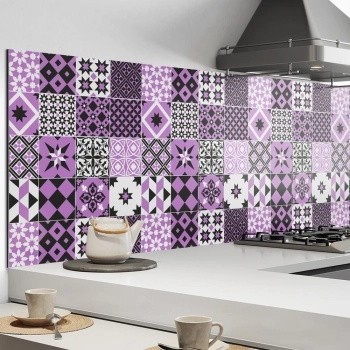 Küchenrückwand Aluverbund Retro Tiles Purple Bild 2