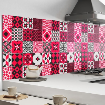 Küchenrückwand Aluverbund Retro Tiles Red Bild 2