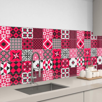 Küchenrückwand Aluverbund Retro Tiles Red Bild 3