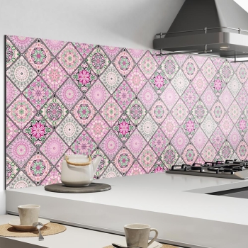 Küchenrückwand Aluverbund rosa Kacheln Bild 2