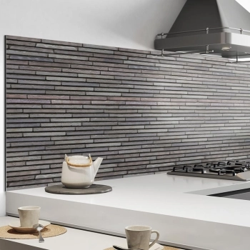 Küchenrückwand Aluverbund Steinwand modern grau Bild 2