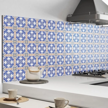 Küchenrückwand Aluverbund Vintage Tiles Blue Bild 2