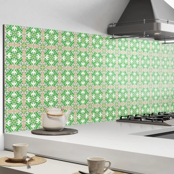 Küchenrückwand Aluverbund Vintage Tiles Green Bild 2