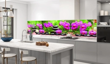 Küchenrückwand Aluverbund Zen Steine Orchidee Bild 3