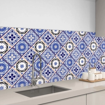Küchenrückwand Aluverbund blaue portugiesische Azulejo Fliesen Bild 3