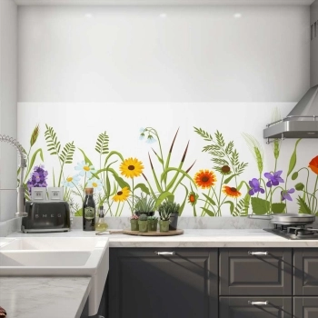 Küchenrückwand Folie Aquarell Blumenarrangement