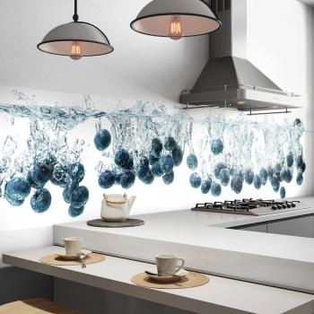 Küchenrückwand Folie Blaubeeren im Wasser