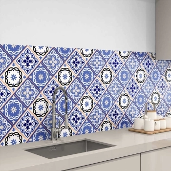 Küchenrückwand Folie Blaue portugiesische Azulejo Fliesen