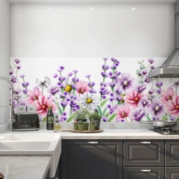 Küchenrückwand Folie Blumenarrangement Aquarell