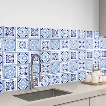 Küchenrückwand Folie Bohemia Tiles Blue