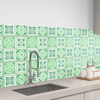 Küchenrückwand Folie Bohemia Tiles Green