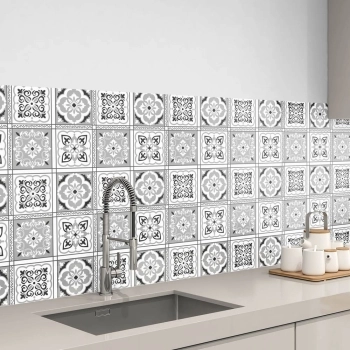 Küchenrückwand Folie Bohemia Tiles Grey