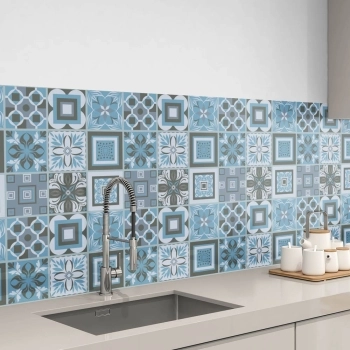 Küchenrückwand Folie Boho Tiles Blue
