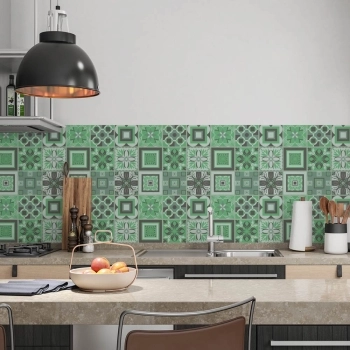 küchenrückwand folie Boho Tiles Green bild 2