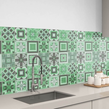küchenrückwand folie Boho Tiles Green bild 1