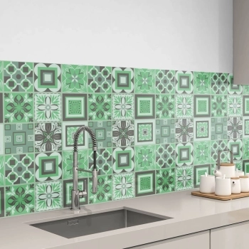 Küchenrückwand Folie Boho Tiles Green