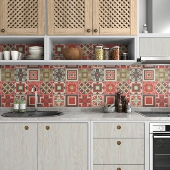 küchenrückwand folie Boho Tiles Red bild 3