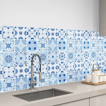 Küchenrückwand Folie Ceramic Tiles Blue