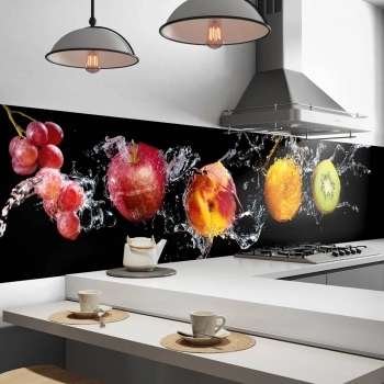 Küchenrückwand Folie Früchte auf schwarzem Hintergrund