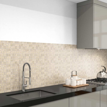 Küchenrückwand Folie helle Mosaik Steine