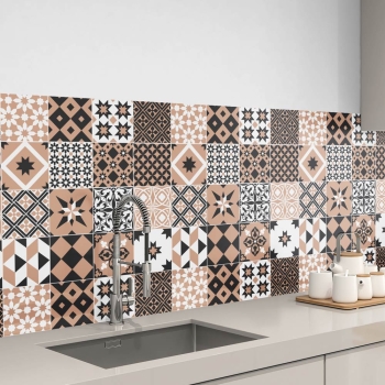 Küchenrückwand Folie Retro Tiles Brown