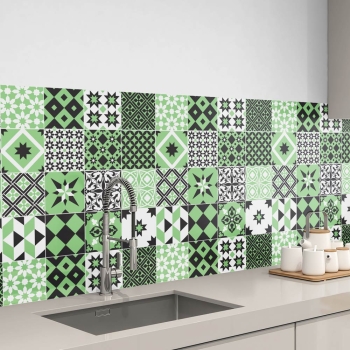 küchenrückwand folie Retro Tiles Green bild 1