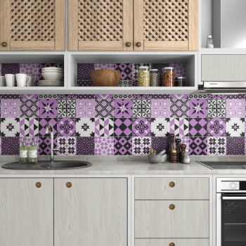 küchenrückwand folie Retro Tiles Purple bild 3