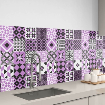 küchenrückwand folie Retro Tiles Purple bild 1