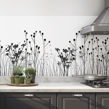 Küchenrückwand Folie Silhouette Pflanzen