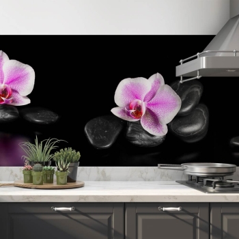 kuechenrueckwand folie spa steine mit orchideen bild 2