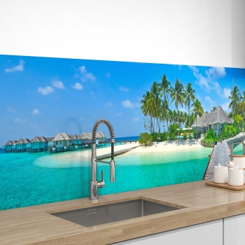 Küchenrückwand Folie Steg auf Malediven Bild 1