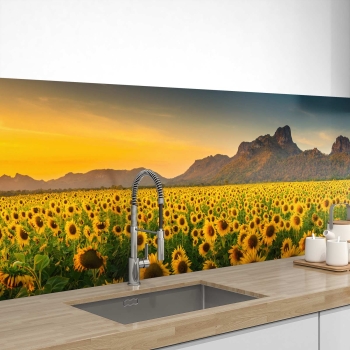 Küchenrückwand Folie Sonnenblumen Landschaft Bild 1