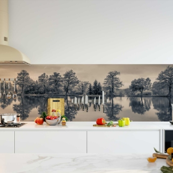 Küchenrückwand Folie Wald Landschaft See Bild 2