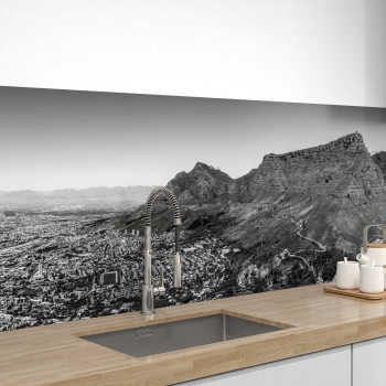Küchenrückwand Folie Berge schwarz weiß Bild 1