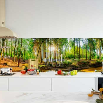 Küchenrückwand Folie Wald Fluss Bild 2