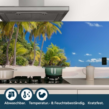 Küchenrückwand Folie tropischer Strand mit Palmen Bild 4