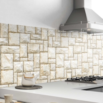 Küchenrückwand Folie griechische Steinmauer Bild 1