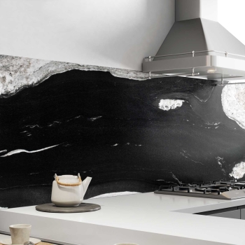 Küchenrückwand Folie Marmor schwarz & weiß Bild 1