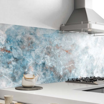 Küchenrückwand Folie Marmoroptik blau Bild 1