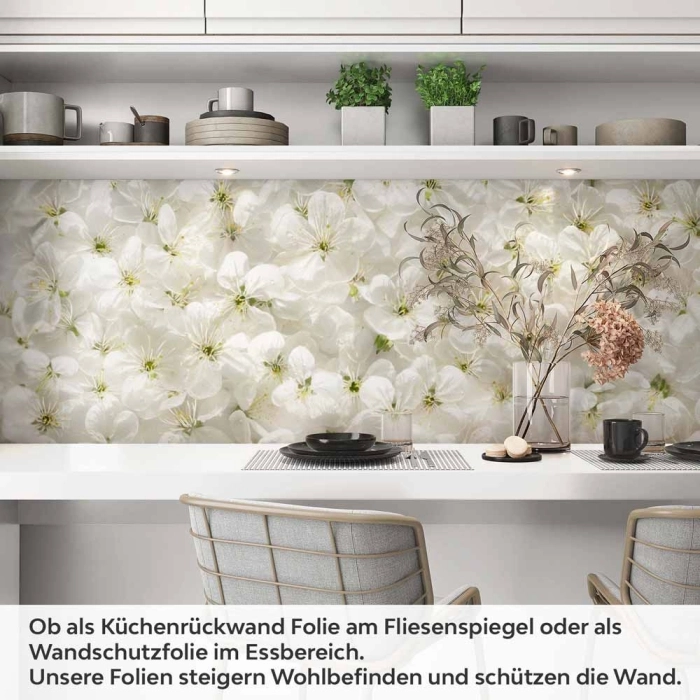 Küchenrückwand Folie weiße Kirschblüten Artikelbild 1