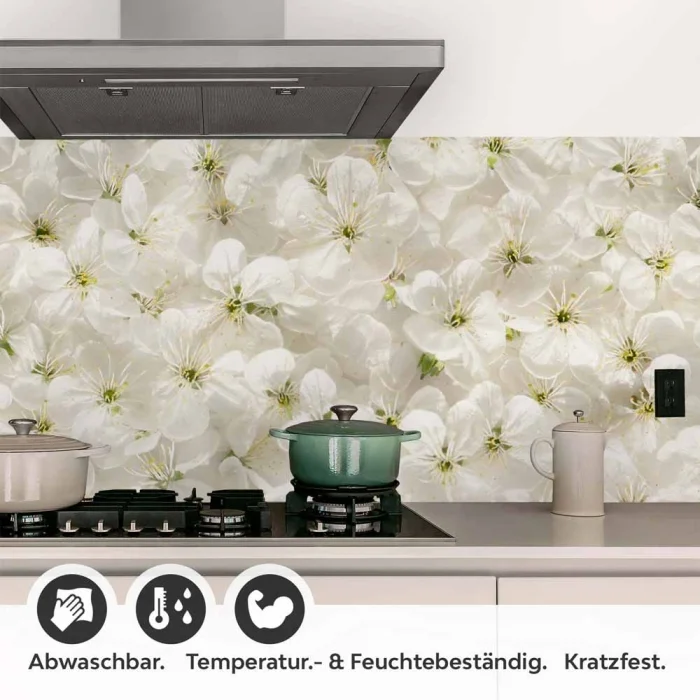 Küchenrückwand Folie weiße Kirschblüten Detailbild 1