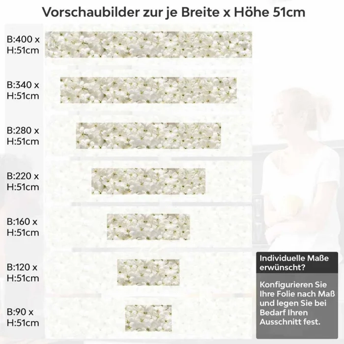 Küchenrückwand Folie weiße Kirschblüten Höhe 51cm