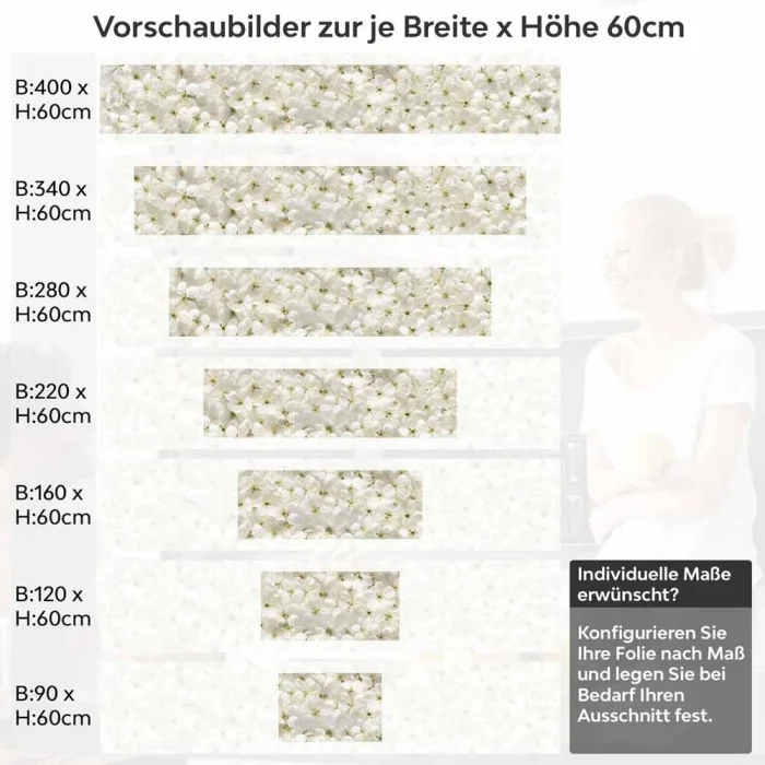 Küchenrückwand Folie weiße Kirschblüten Höhe 60cm