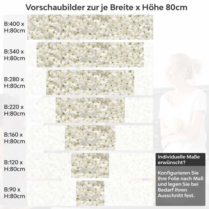 Küchenrückwand Folie weiße Kirschblüten Höhe 80cm