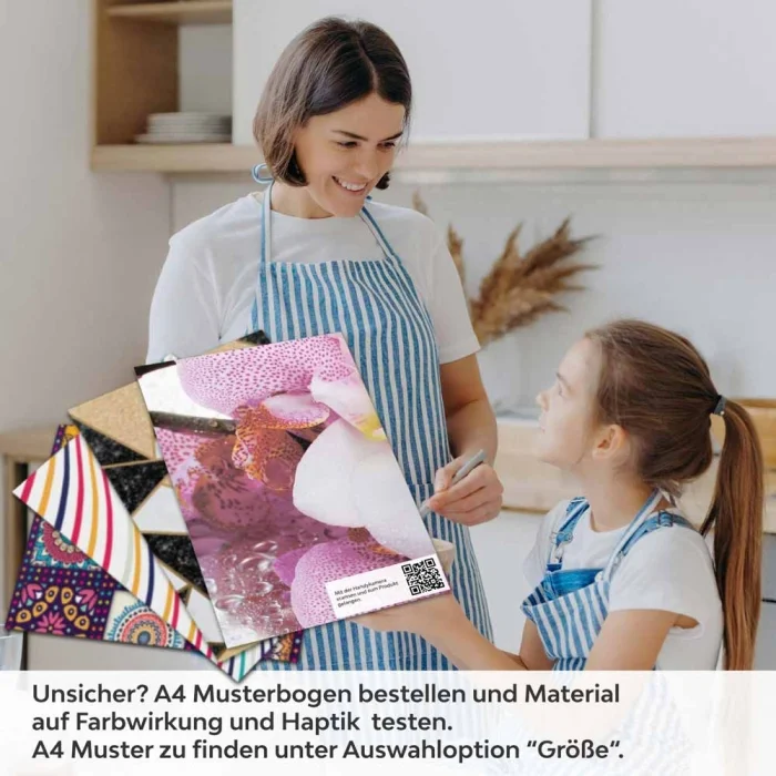 Küchenrückwand Folie Orchidee in Pink & Weiß A4 Muster