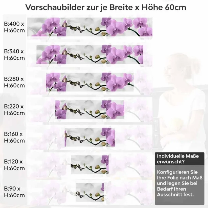 Küchenrückwand Folie Orchidee Design Höhe 60cm