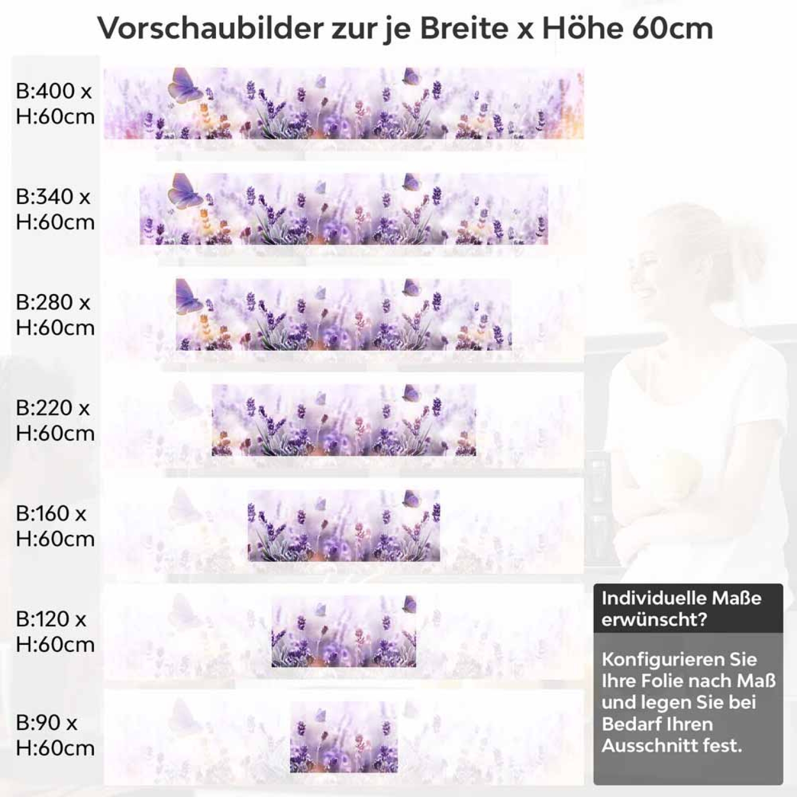 Küchenrückwand Folie Lavendel Höhe 60cm