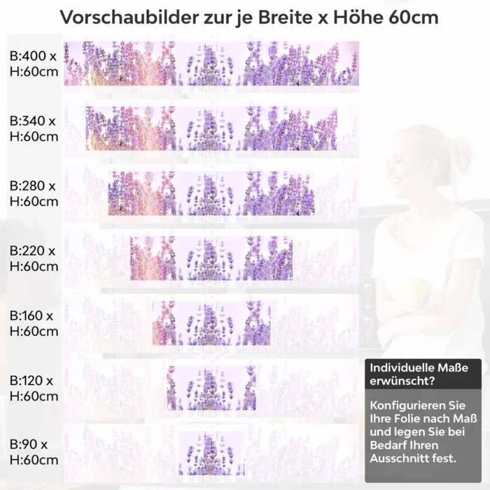 Küchenrückwand Folie Lavendelfeld Höhe 60cm