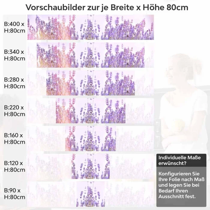 Küchenrückwand Folie Lavendelfeld Höhe 80cm